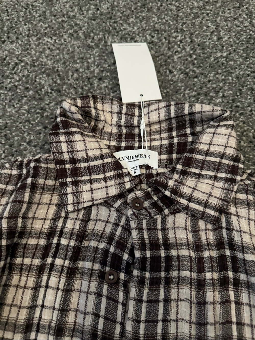 Plaid High-Waist Relaxed Shorts in Brown & White shirts and top - Picture 4 of 4